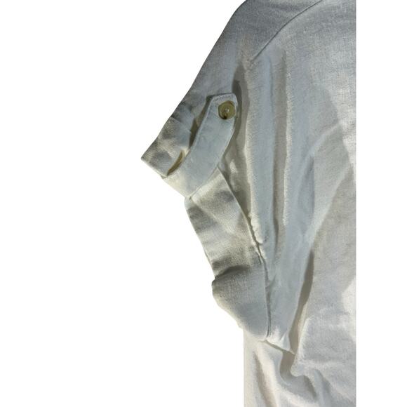 Vintage LIZ CLAIBORNE 100% Linen Set Small Petite White Collared Euro Summer EUC - Picture 4 of 11
